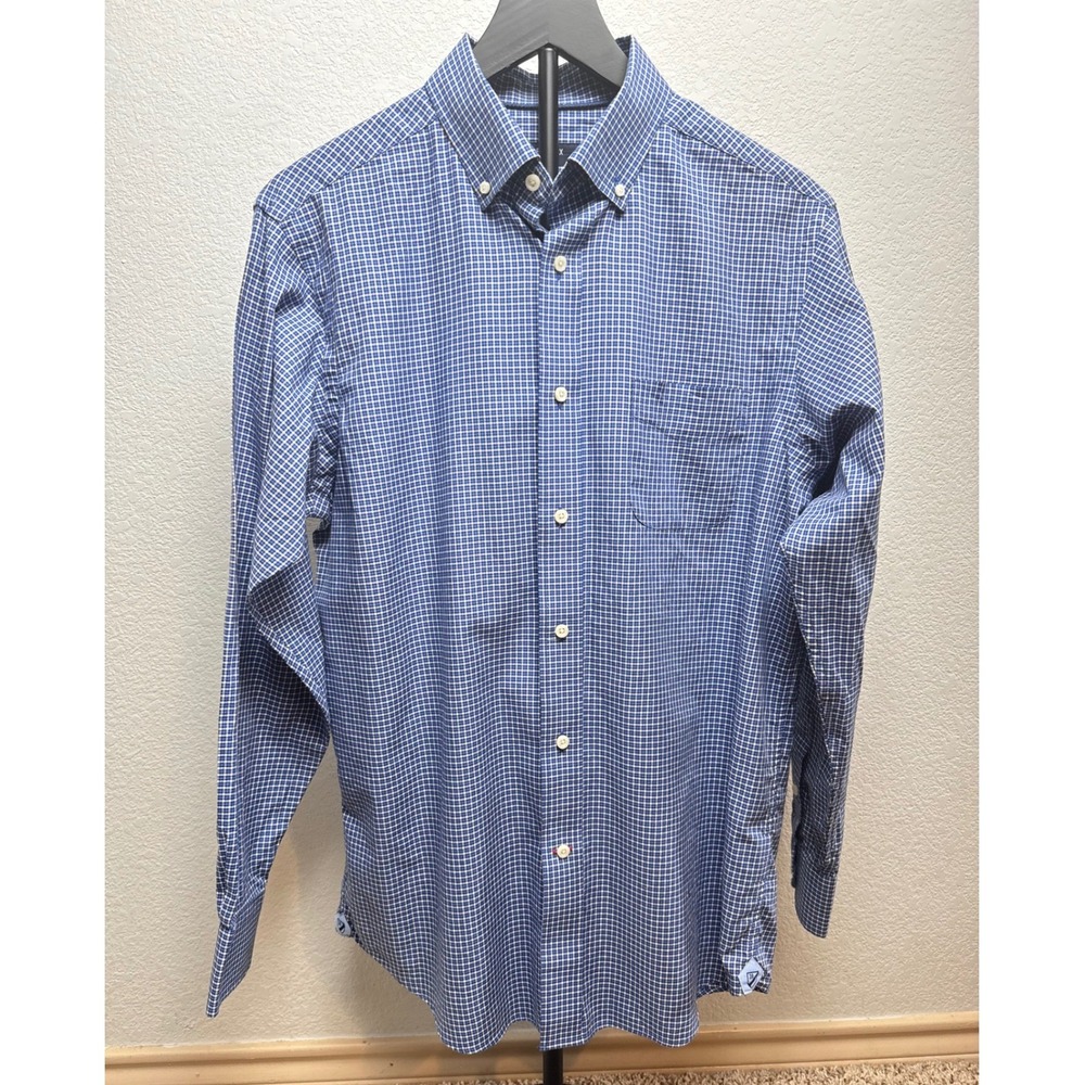 Cremieux Classics Mens Blue White Check Button Down Shirt Size M 100% Cotton